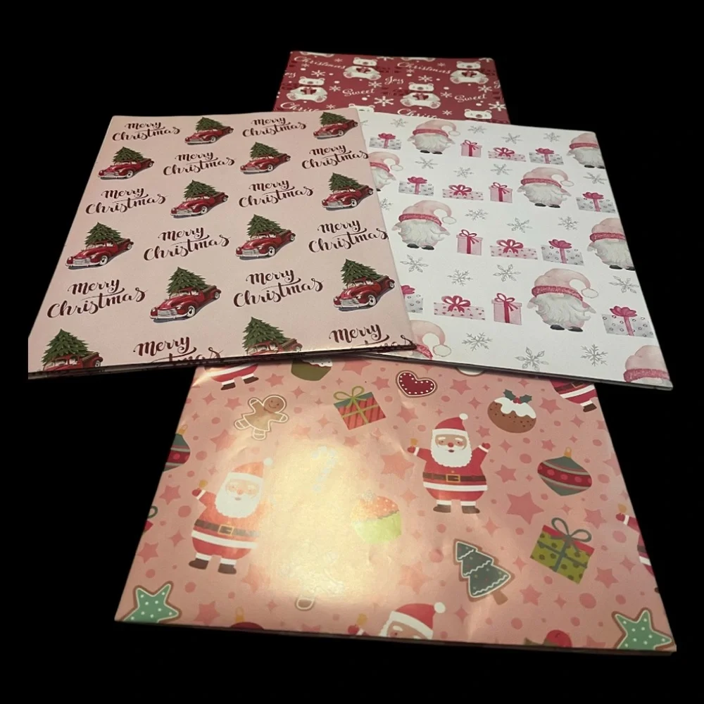 Christmas Wrapping Paper Set - Red, White, Pink